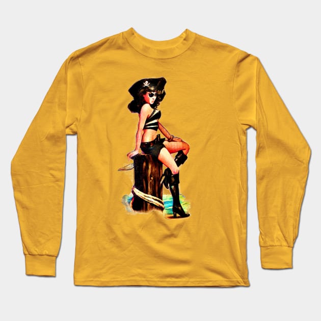 Pirate Girl Long Sleeve T-Shirt by djmrice